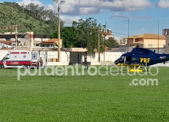 Helicóptero da PRF socorre homem que caiu de andaime em Pedro Leopoldo
