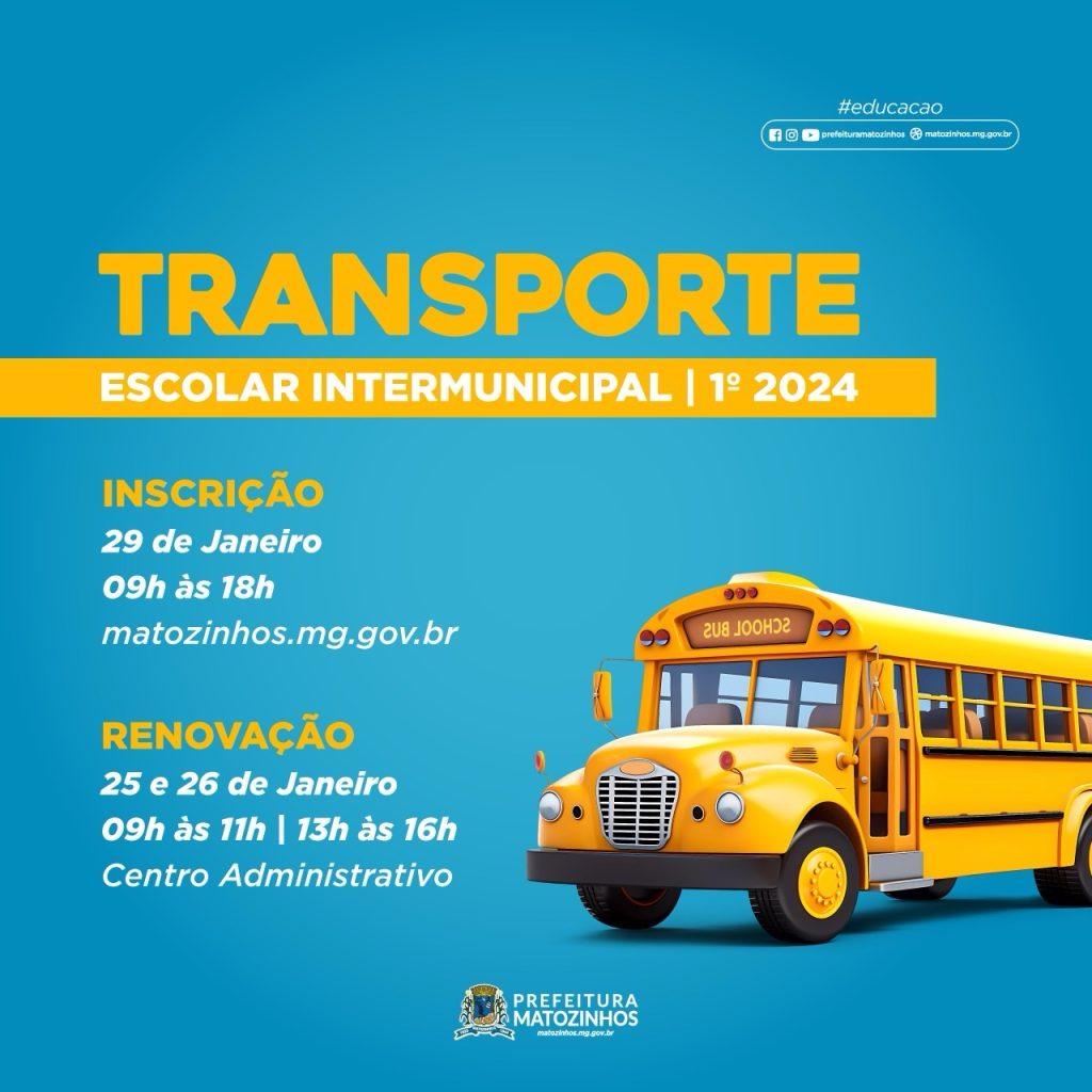 MATOZINHOS: confira as datas para renovação e inscrição do Transporte Escolar Intermunicipal