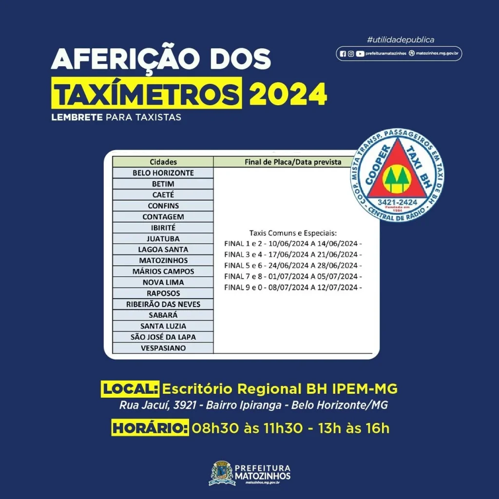 Atenção Taxistas: Vistoria dos Taxímetros Começa Hoje em Matozinhos