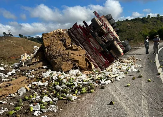 Menina de 10 anos morre após caminhão dirigido pelo pai tombar em rodovia de MG