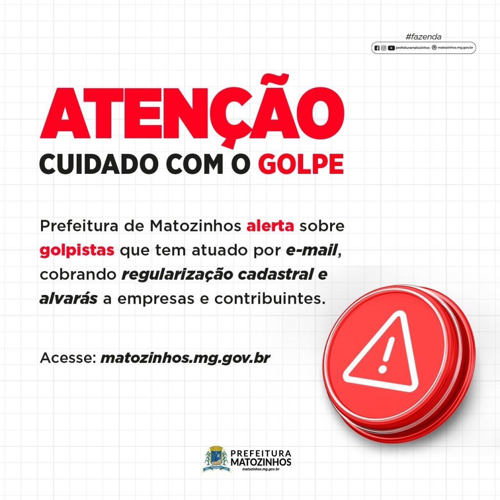 Prefeitura de Matozinhos alerta sobre golpes envolvendo e-mails falsos