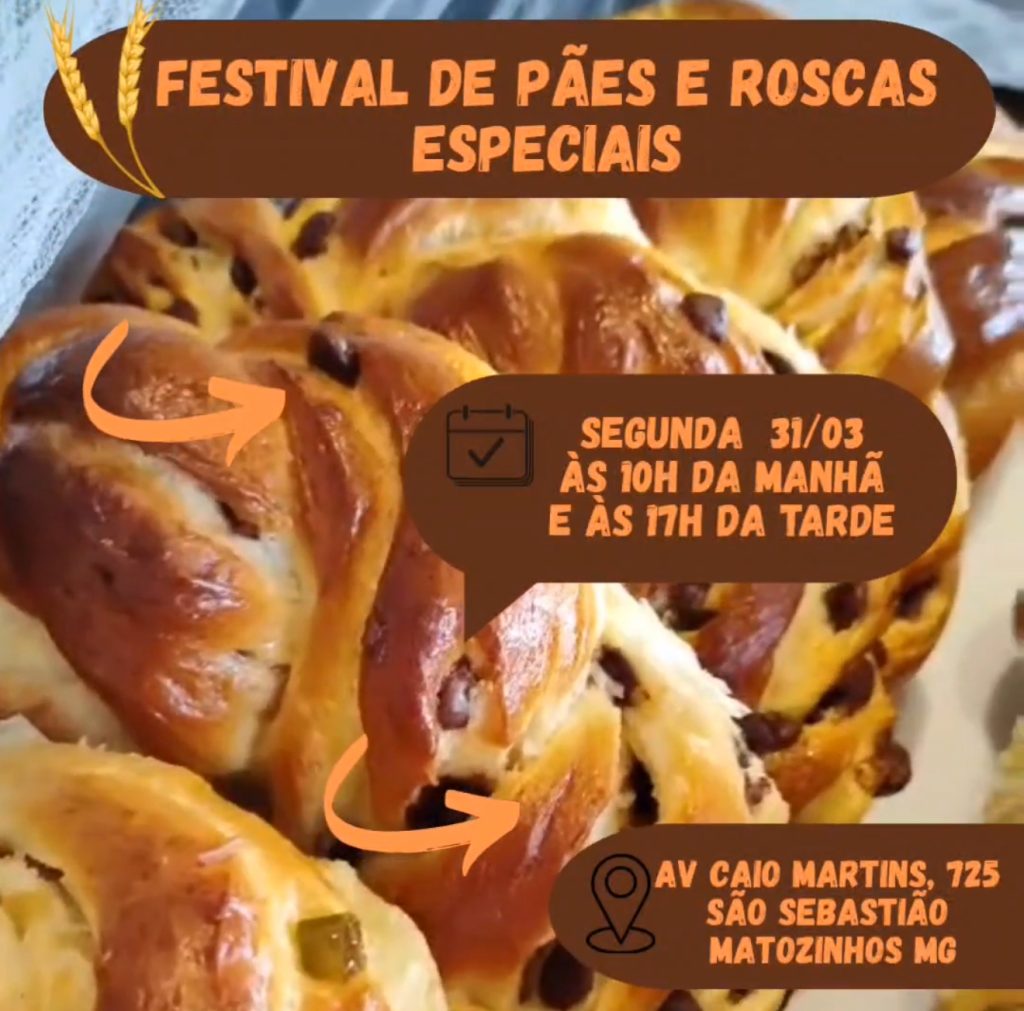 Festival de pães e roscas especiais será realizado na próxima segunda-feira na Pão D’gram Matozinhos