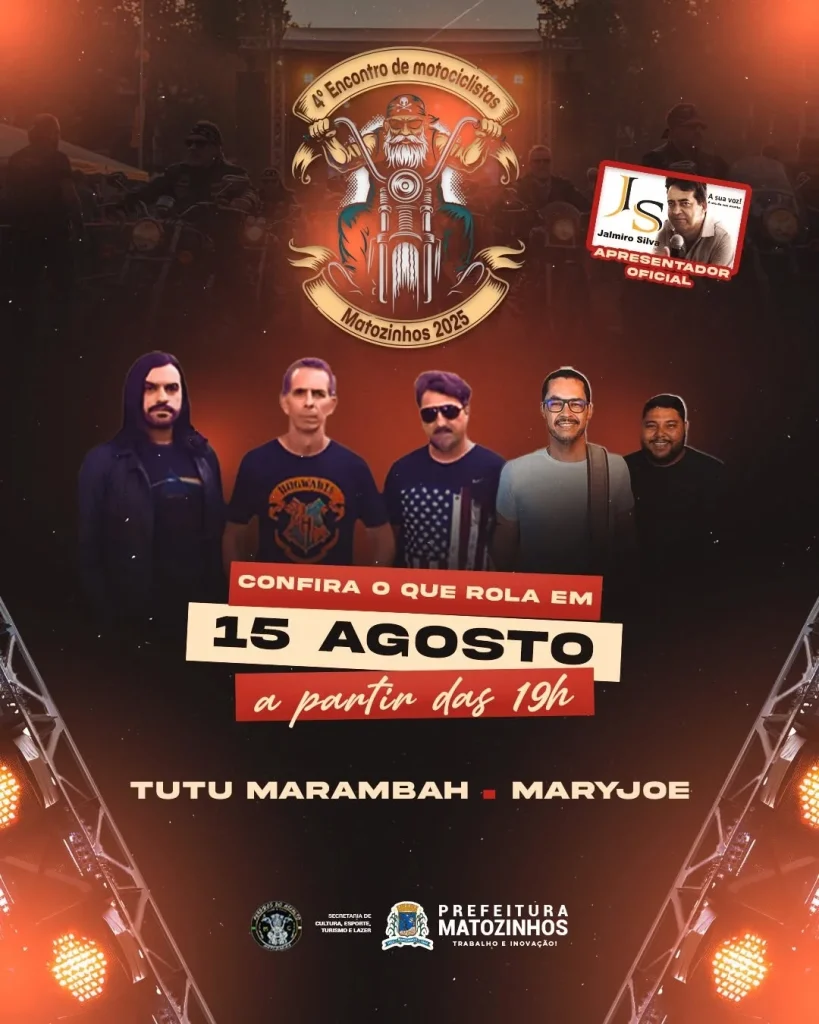 Matozinhos celebra 202 anos com o 4º Encontro de Motociclistas nos dias 15 e 16 de agosto