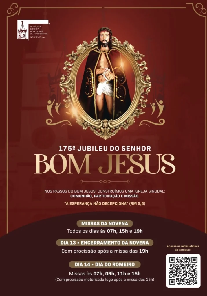 Jubileu 2025: Novena do Senhor Bom Jesus tem início em Matozinhos nesta semana