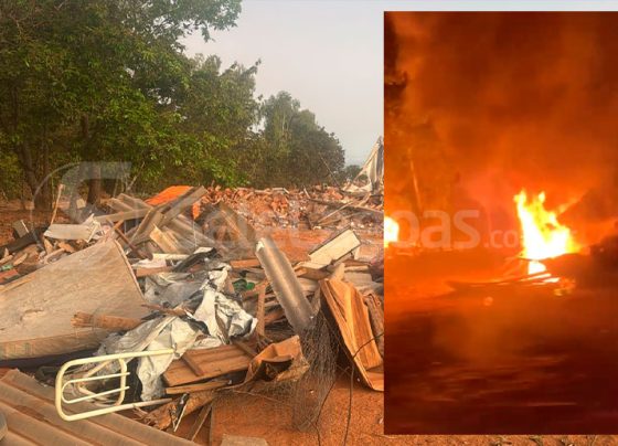 Ocupantes do local mostram casas destruídas e fogo na madrugada / Foto: cedidas ao SeteLagoas.com.br