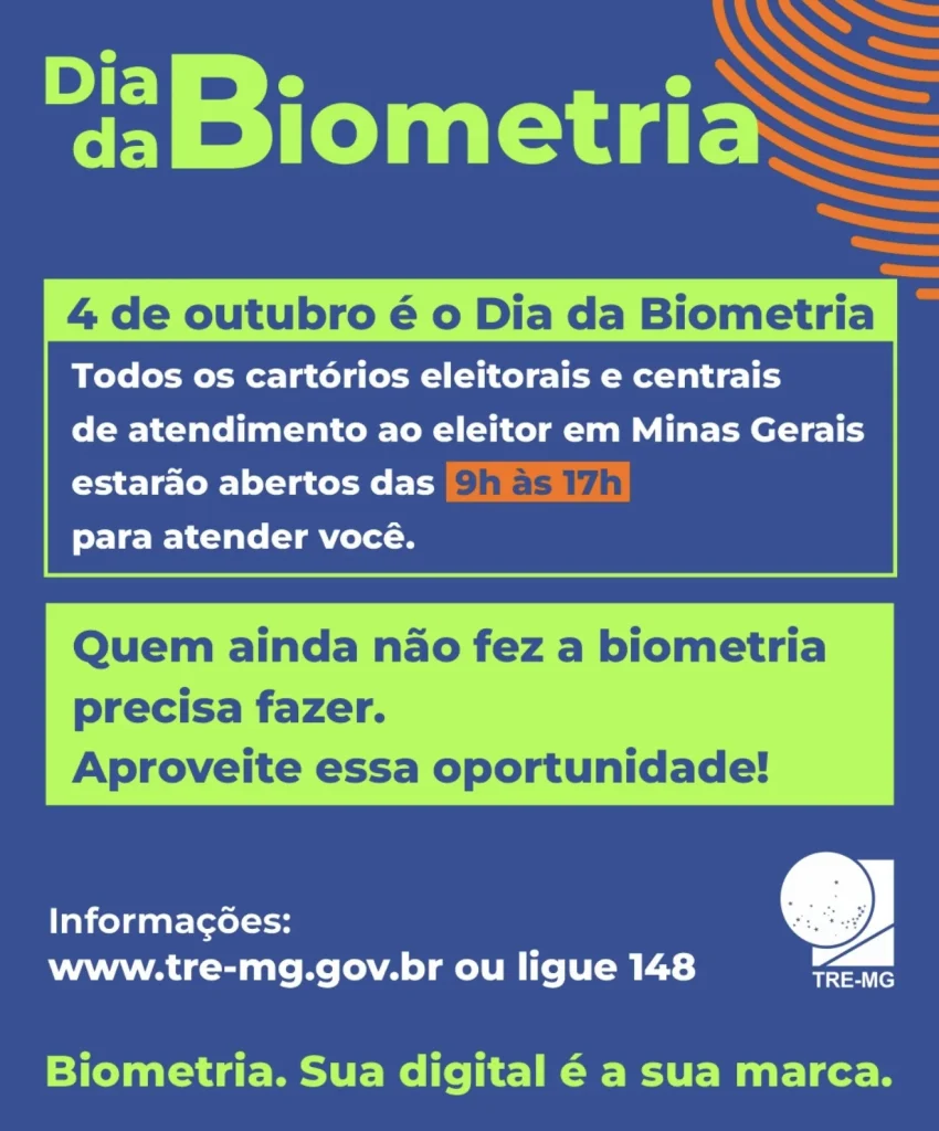 Minas Gerais promove Dia da Biometria neste sábado, 4 de outubro