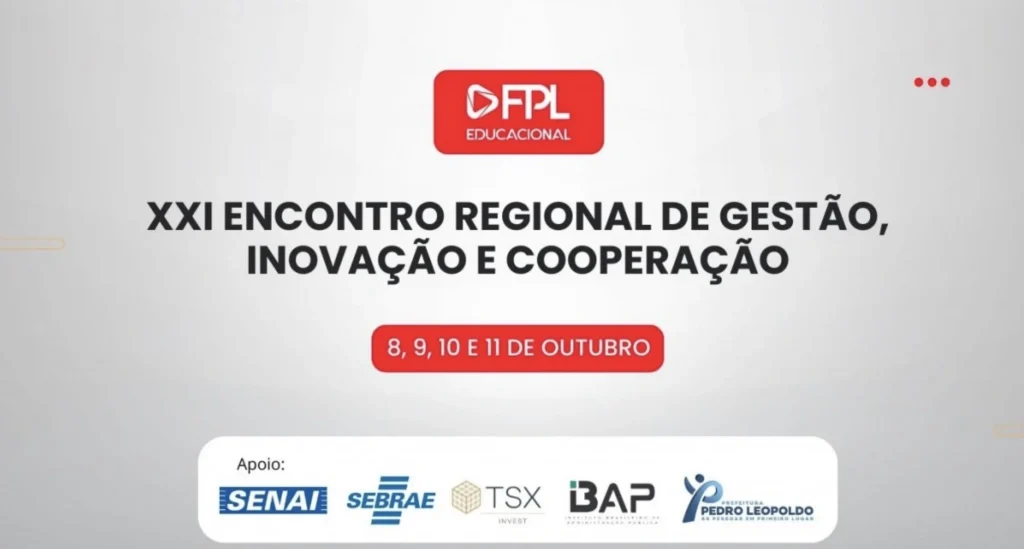 XXI Encontro Regional de Gestão, Inovação e Cooperação da FPL será realizado de 08 a 11 de outubro em Pedro Leopoldo