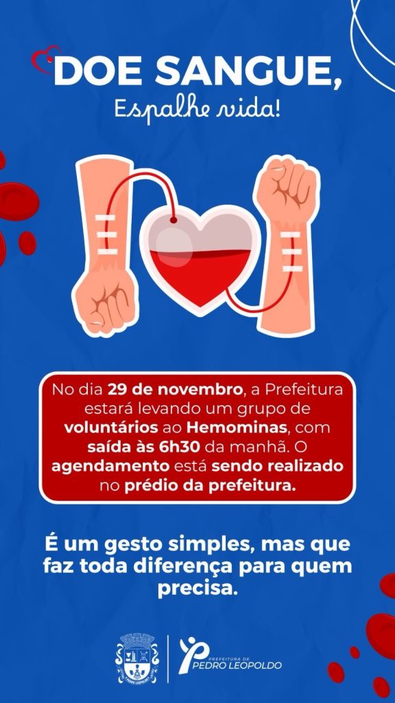 Prefeitura de Pedro Leopoldo promove campanha de doação de sangue no Hemominas
