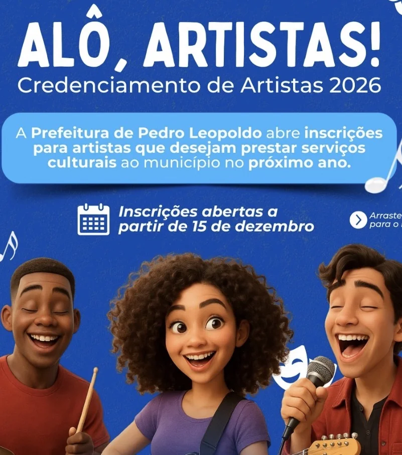 Credenciamento de artistas para 2026 é aberto em Pedro Leopoldo
