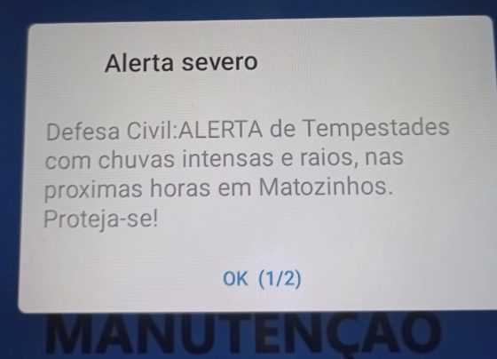 Matozinhos: moradores recebem alerta severo de tempestade com raios e granizo no celular