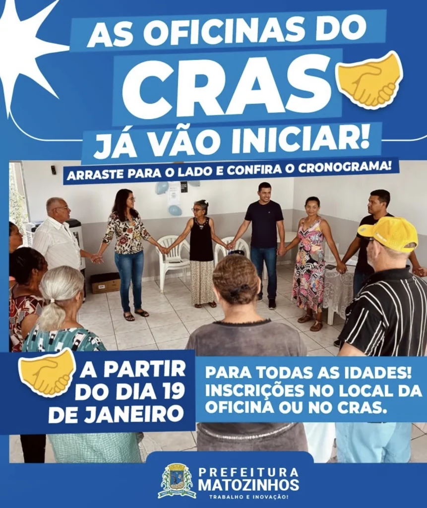 Prefeitura de Matozinhos inicia oficinas do CRAS nos bairros a partir de janeiro
