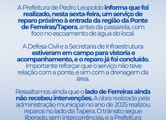 Prefeitura esclarece reparo na Ponte de Ferreiras e nega risco de queda