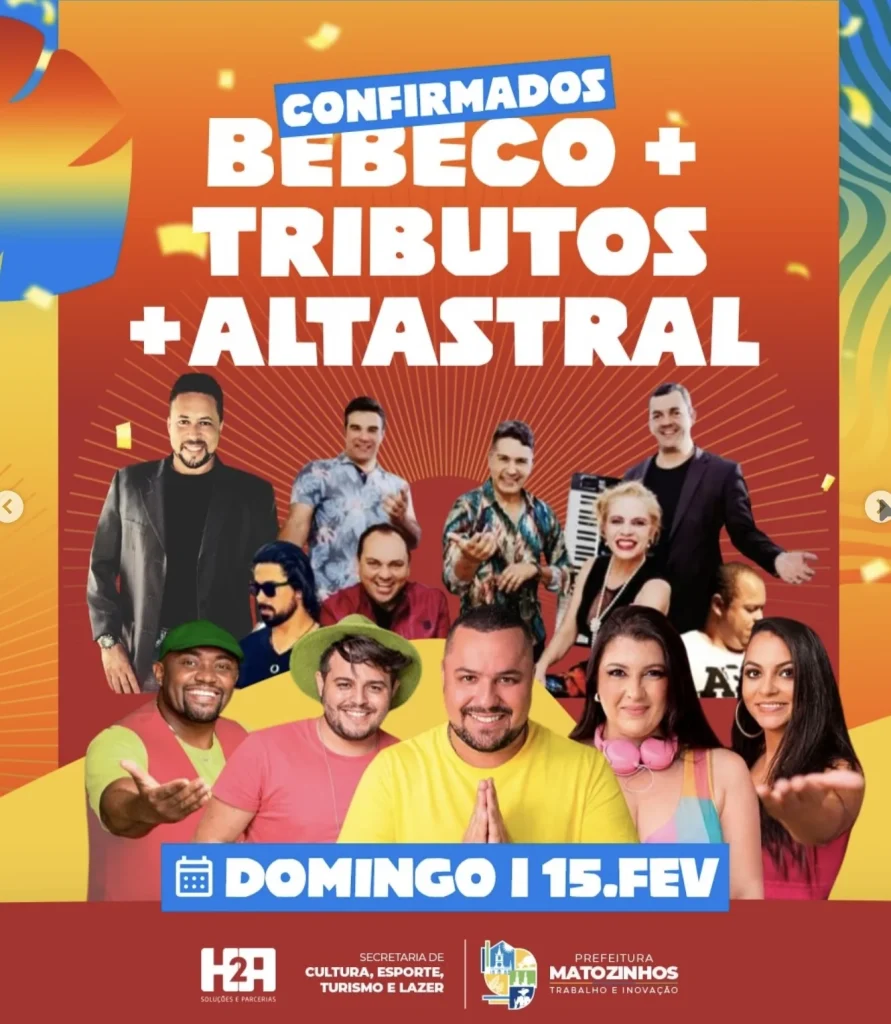 Bebeco Pereira, Banda Tributos e Altastral agitam o domingo de Carnaval em Mocambeiro