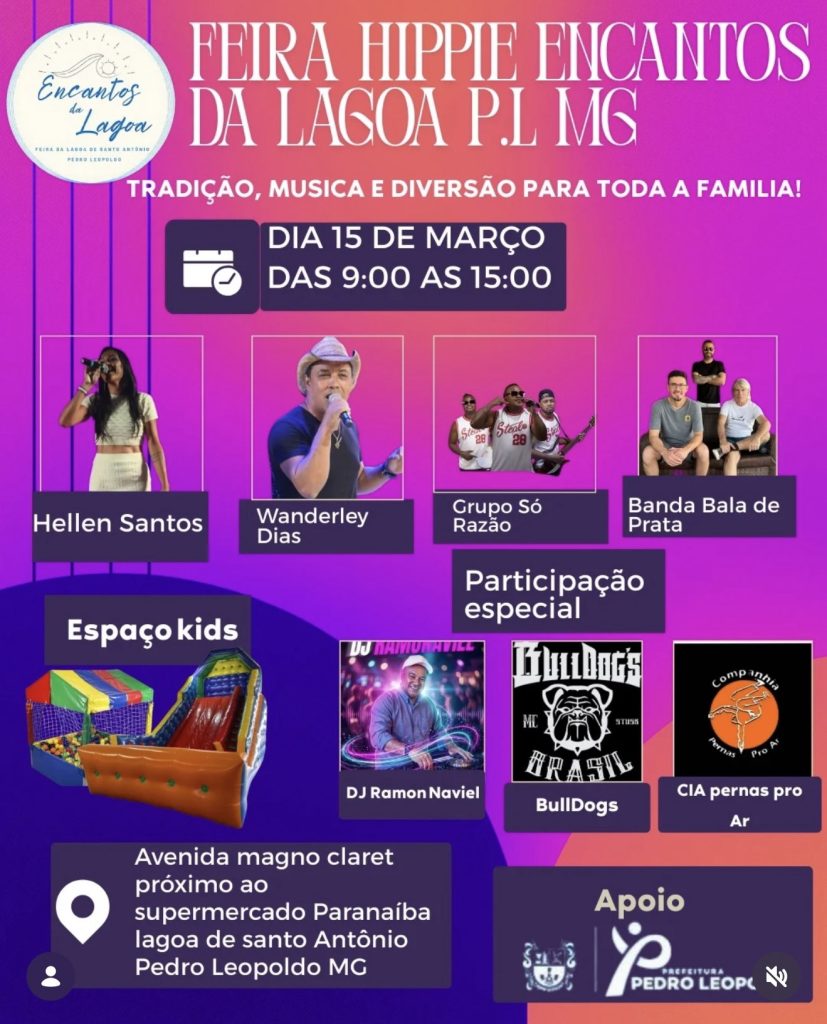 Feira Hippie Encantos da Lagoa será realizada em Pedro Leopoldo no dia 15 de março