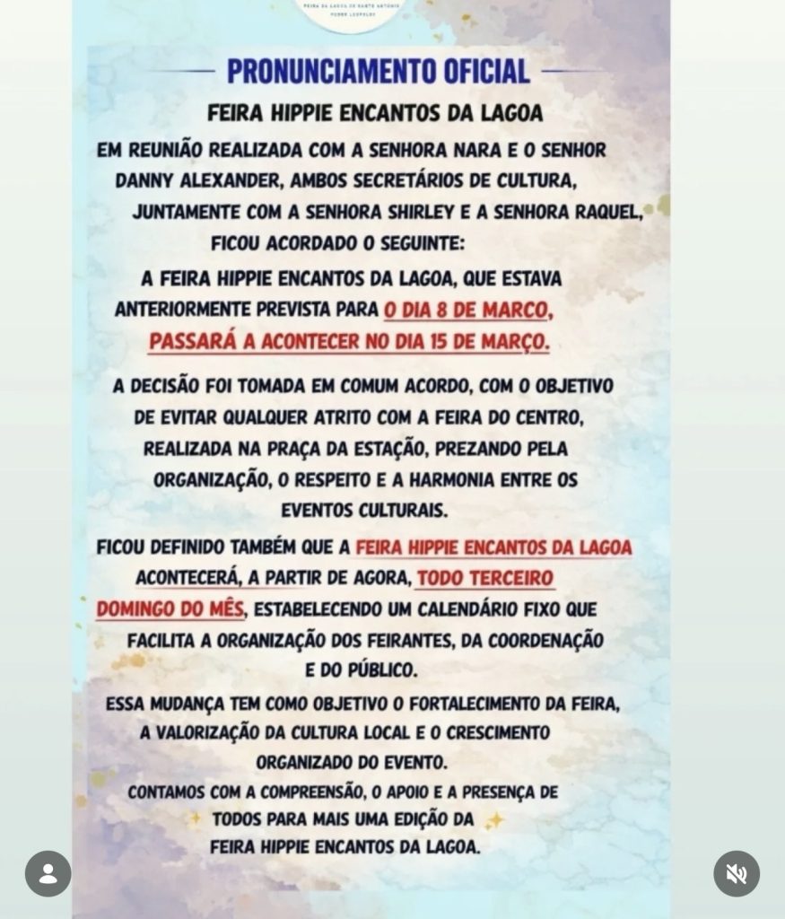Feira Hippie Encantos da Lagoa tem data alterada e passa a integrar calendário fixo em Pedro Leopoldo