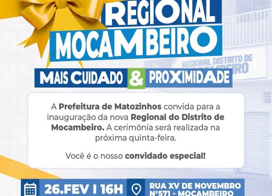 Prefeitura inaugura Regional Mocambeiro nesta quinta-feira (26)