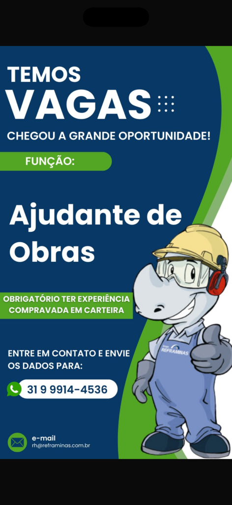 Reframinas abre vaga para Ajudante de Obras em Matozinhos