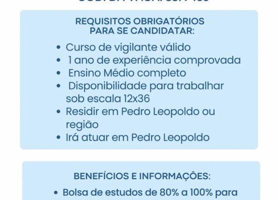 SINE divulga vaga para Vigilante Patrimonial em Pedro Leopoldo