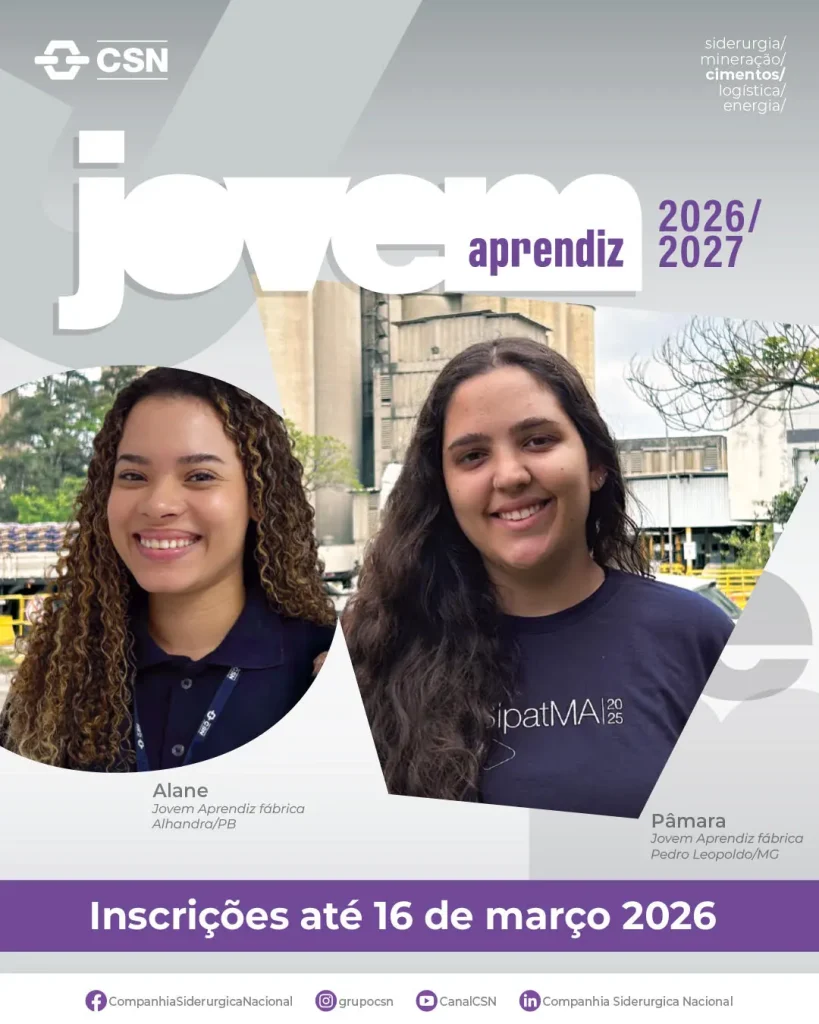 CSN Cimentos abre inscrições para Programa Jovem Aprendiz 2026/2027