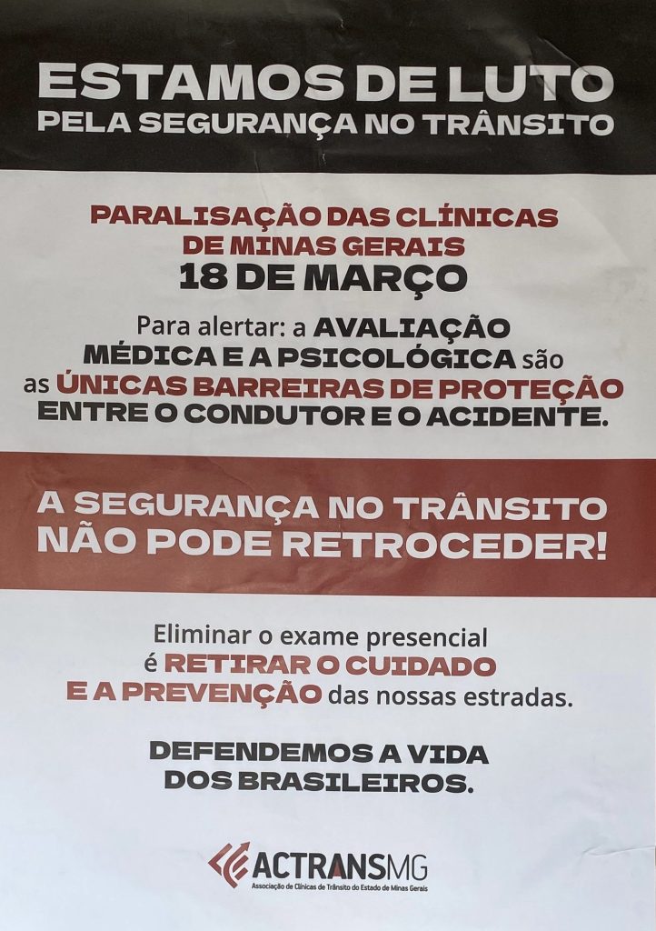 Clínicas de trânsito anunciam paralisação nesta quarta (18) em Minas, incluindo Matozinhos e Pedro Leopoldo