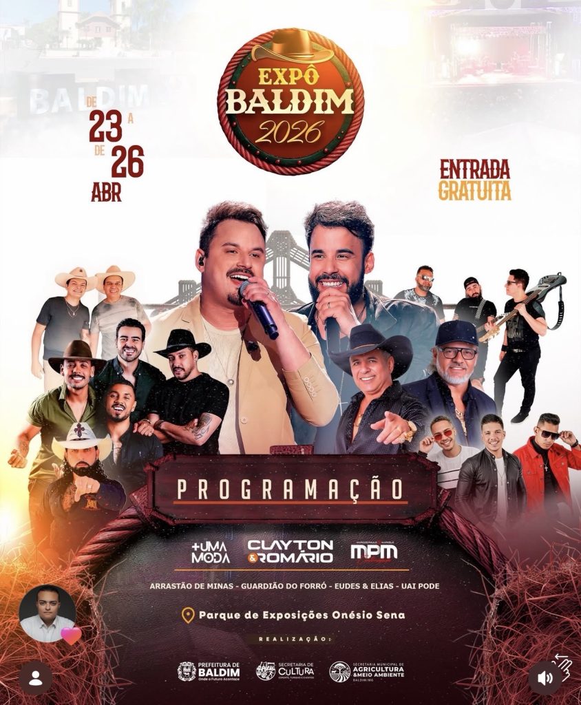 Expô Baldim 2026 terá 4 dias de festa com destaque para Clayton e Romário