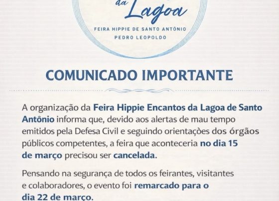 Feira Hippie Encantos da Lagoa é cancelada por causa do mau tempo em Pedro Leopoldo