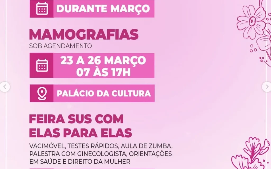 “SUS com Elas para Elas”: Matozinhos promove programação especial de saúde para mulheres em março