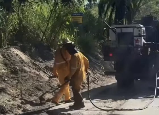 VÍDEO; Obras avançam na estrada da CSN e já recebem primeira camada de asfalto