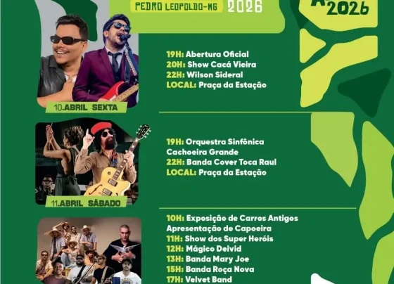 É NESTA SEMANA! Festival de Luz terá shows de Cacá Vieira, Wilson Sideral, Orquestra Cachoeira Grande e muito mais em Pedro Leopoldo