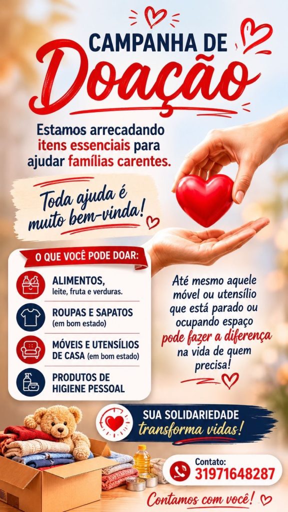 Campanha arrecada doações para ajudar famílias em situação de vulnerabilidade em Matozinhos