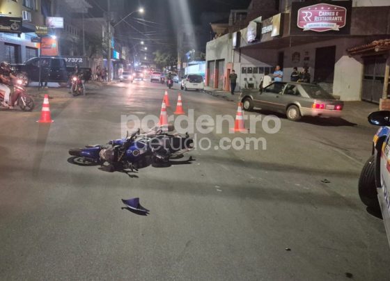 Duas motos colidem em cruzamento movimentado de Sete Lagoas e casal fica ferido