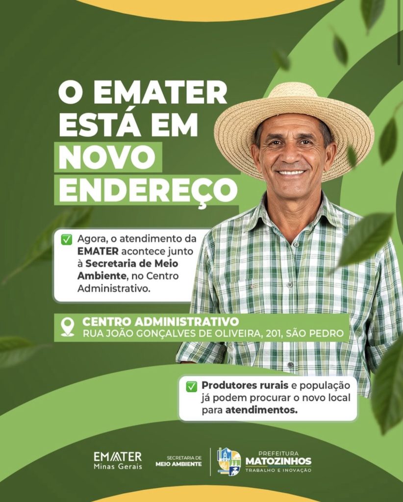 EMATER passa a atender em novo endereço em Matozinhos