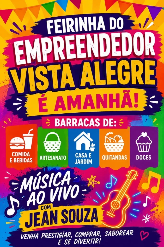 Feirinha do Empreendedor movimenta o bairro Vista Alegre neste domingo em Matozinhos