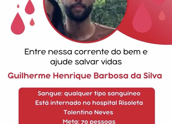 Jovem baleado precisa de doação de sangue e mobiliza campanha solidária Pedro Leopoldo
