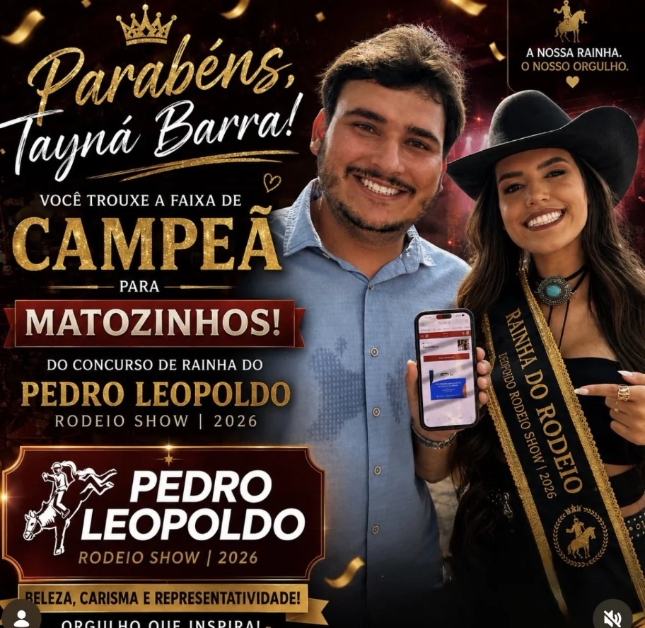 Matozinhos comemora vitória de Tayná Barra no Pedro Leopoldo Rodeio Show 2026; Prefeito celebra conquista