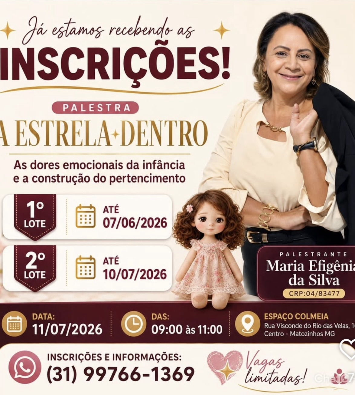 Palestra em Matozinhos propõe reflexão sobre dores emocionais da infância
