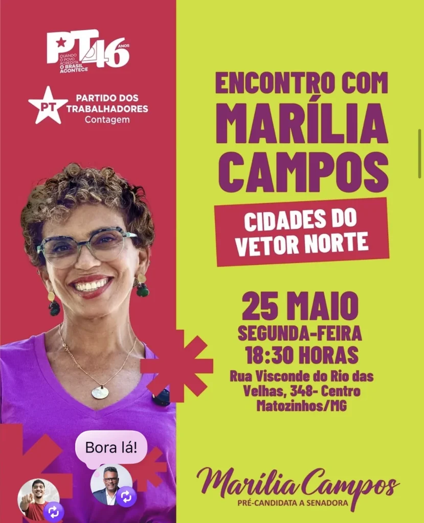 Pré-candidata ao Senado por Minas Gerais, Marília Campos realiza encontro político em Matozinhos nesta segunda-feira
