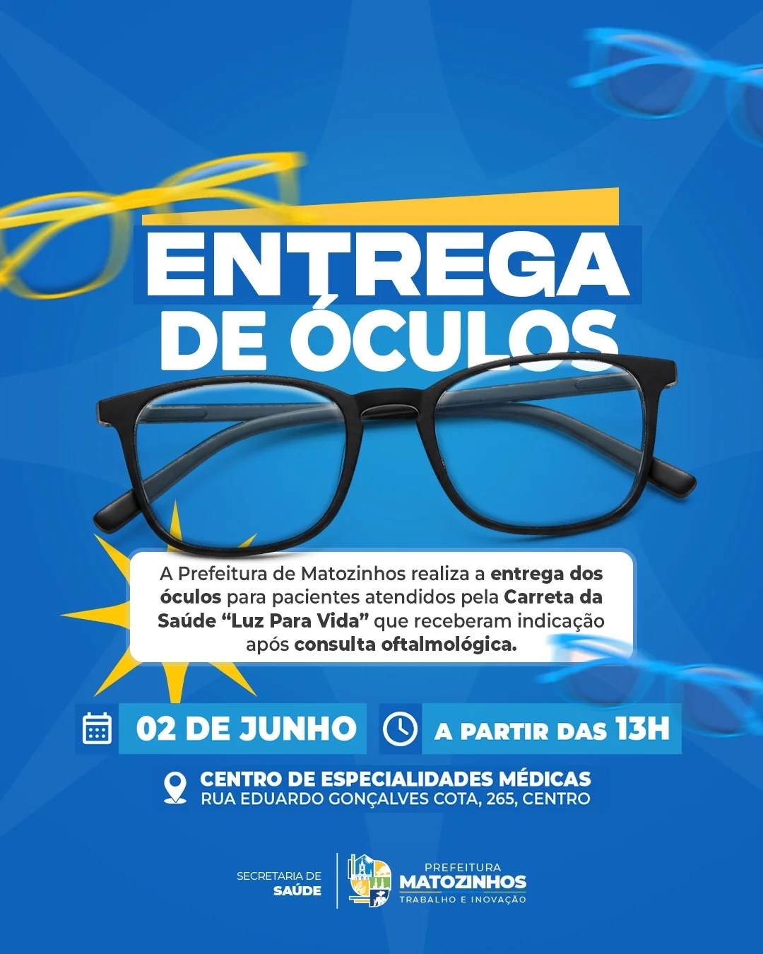 Prefeitura de Matozinhos realiza entrega de óculos da Carreta da Saúde “Luz Para Vida”