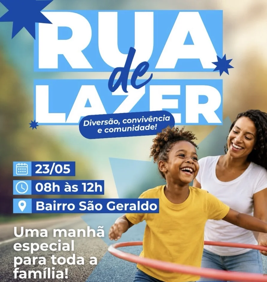 Rua de Lazer promete manhã de diversão para famílias em Pedro Leopoldo