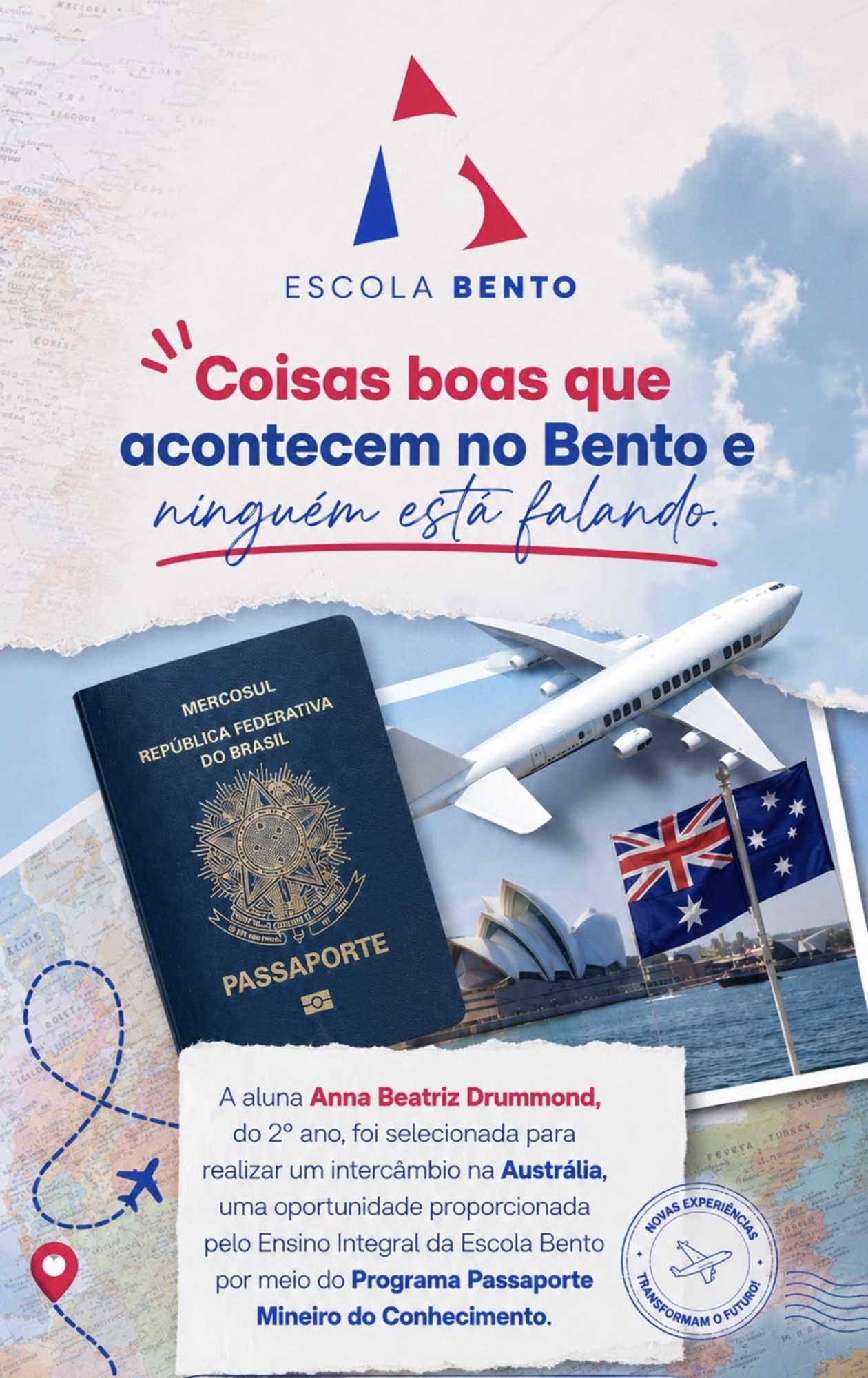 Aluna de Matozinhos é selecionada para intercâmbio na Austrália pelo Passaporte Mineiro do Conhecimento
