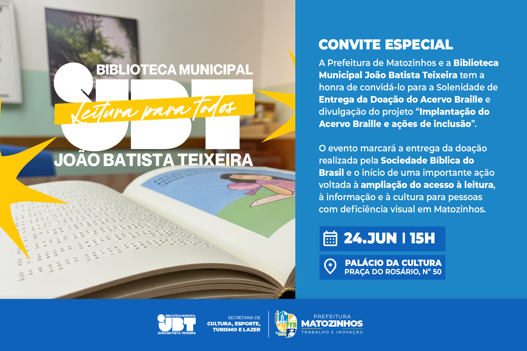 Biblioteca Municipal de Matozinhos inaugura Acervo Braille e reforça compromisso com a inclusão