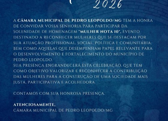 Câmara de Pedro Leopoldo homenageia 26 mulheres com a comenda Mulher Nota 10