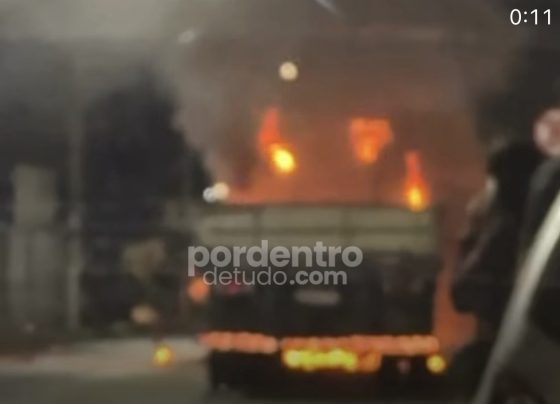 Carreta é destruída por incêndio na madrugada em Matozinhos