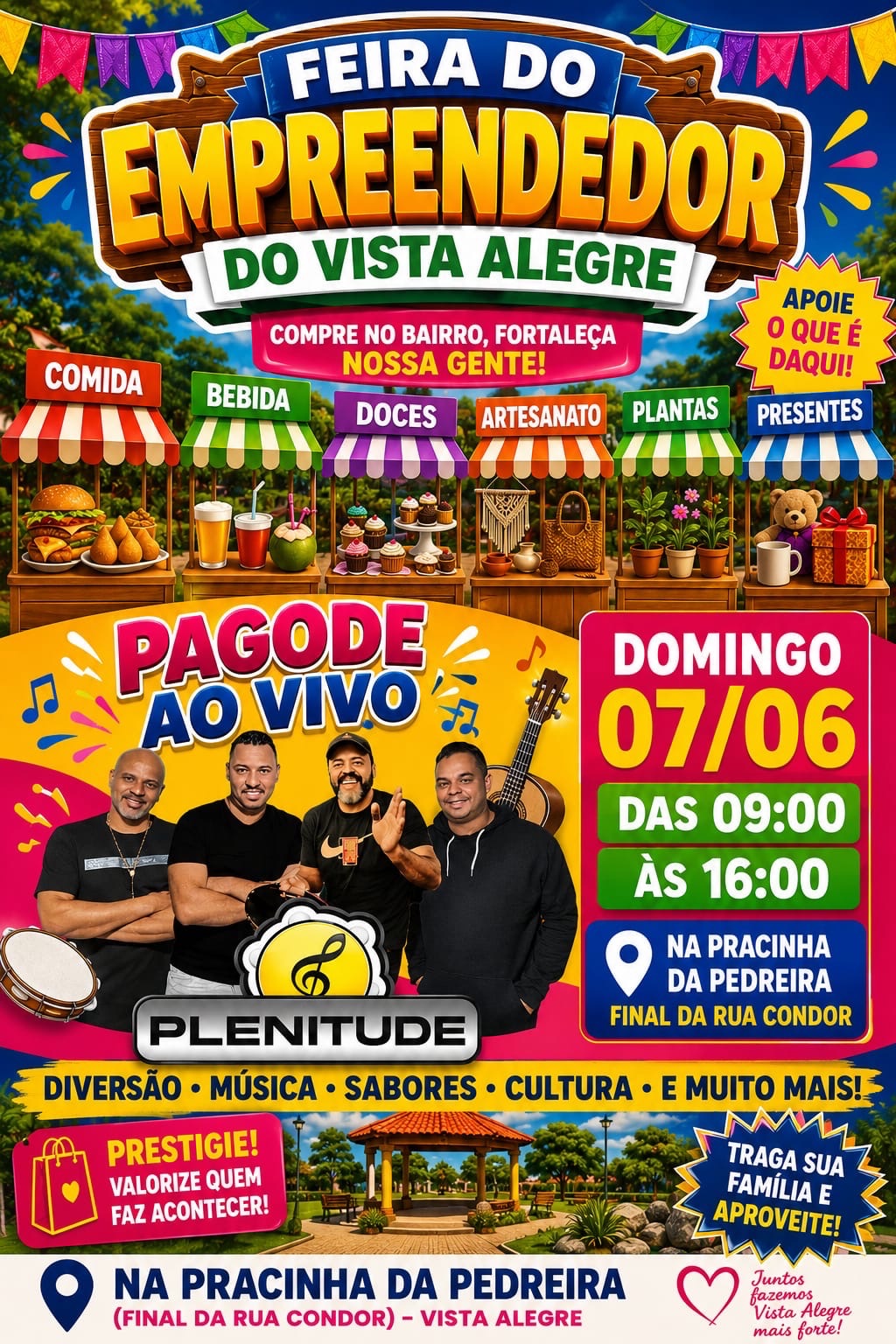Feira do Empreendedor do Vista Alegre acontece neste domingo em Matozinhos com gastronomia, artesanato e música ao vivo
