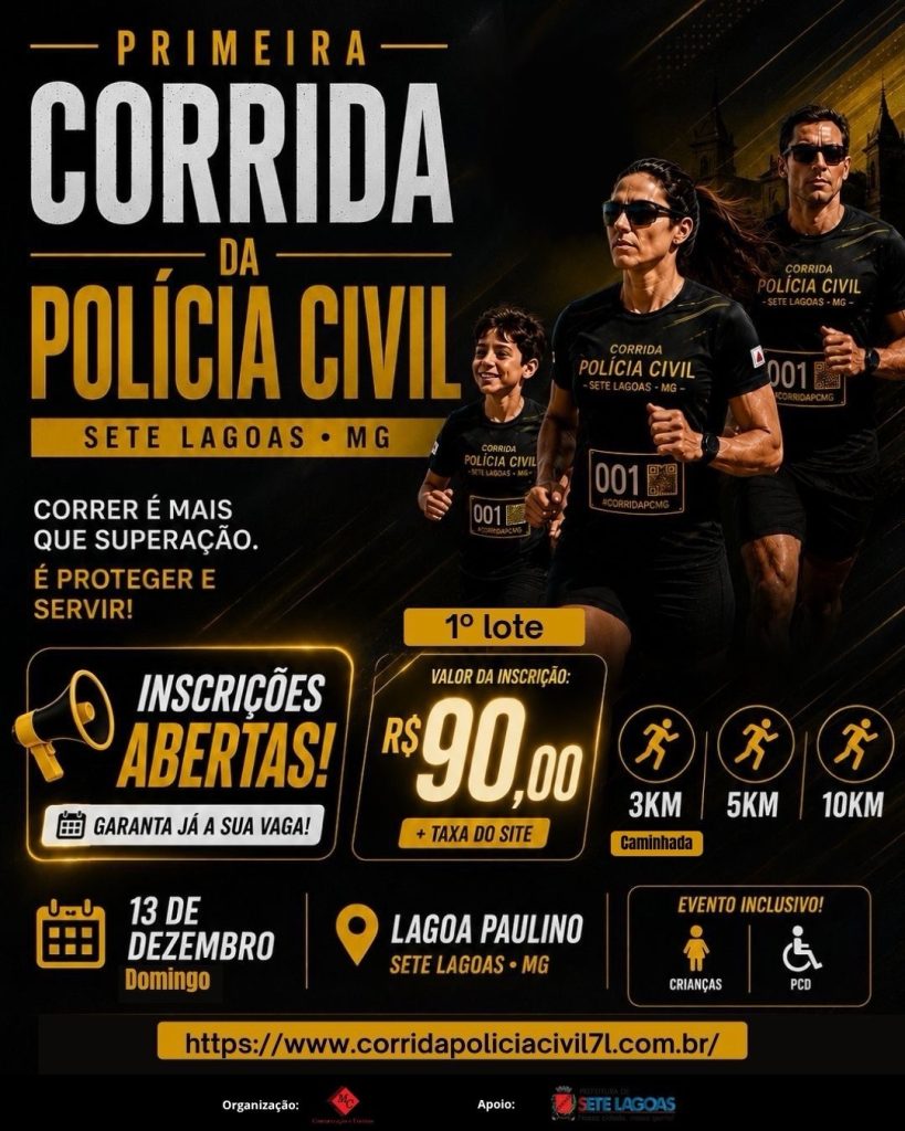 Inscrições abertas para a 1ª Corrida da Polícia Civil de Sete Lagoas