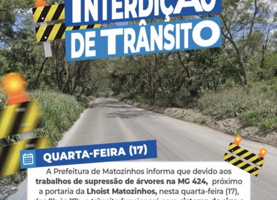 Interdição na MG-424 exige atenção dos motoristas em Matozinhos nesta quarta-feira