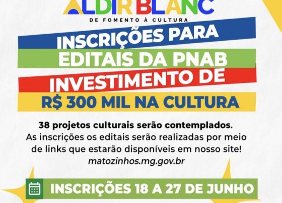 Matozinhos abre inscrições para editais culturais com investimento de R$ 300 mil