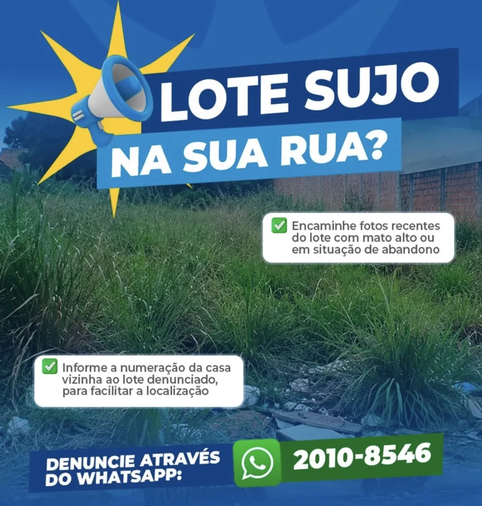 Prefeitura de Matozinhos reforça canal para denúncias de lotes sujos e com mato alto