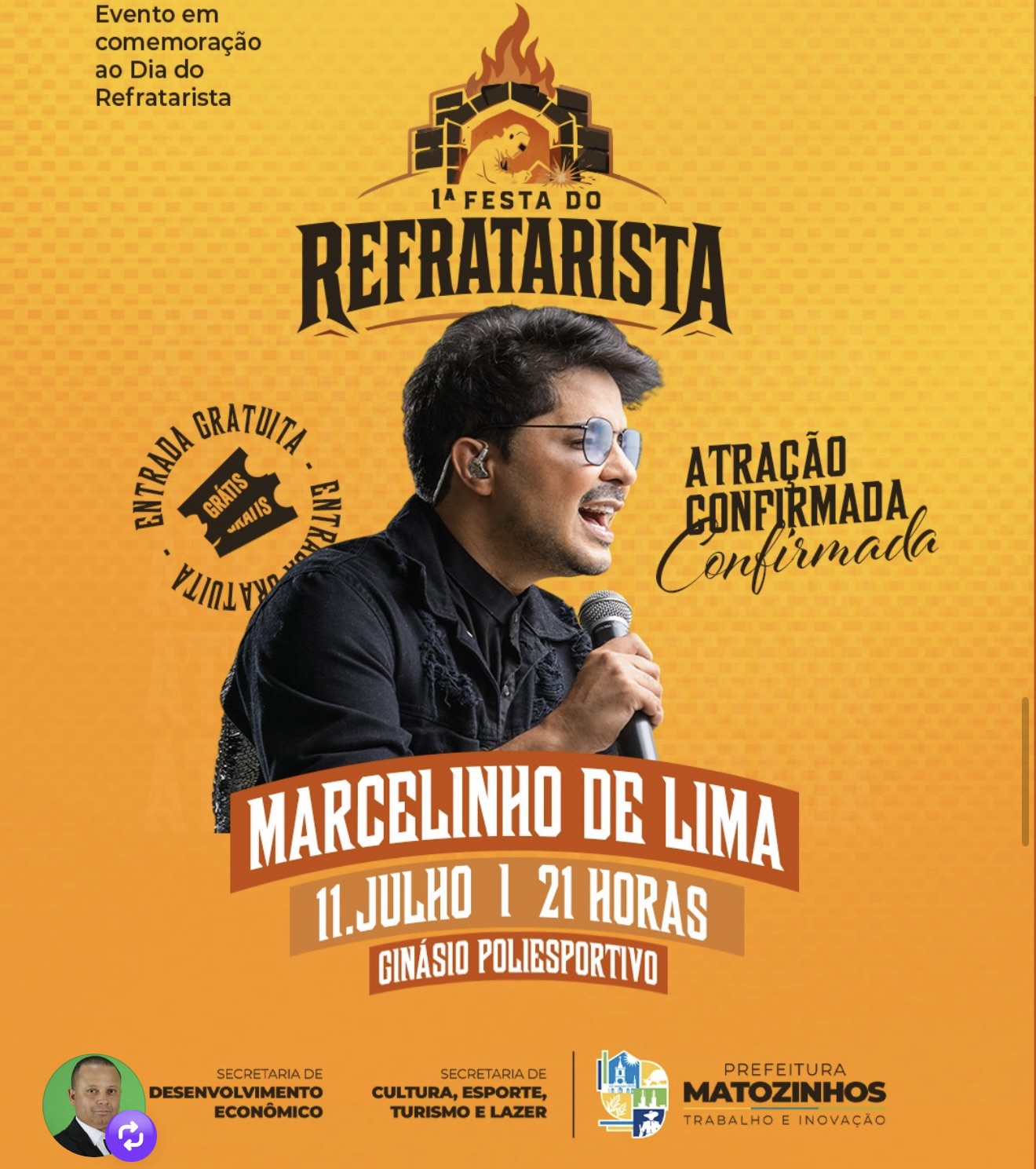 Confira a programação completa da 1ª Festa do Refratarista, que começa nesta sexta-feira em Matozinhos