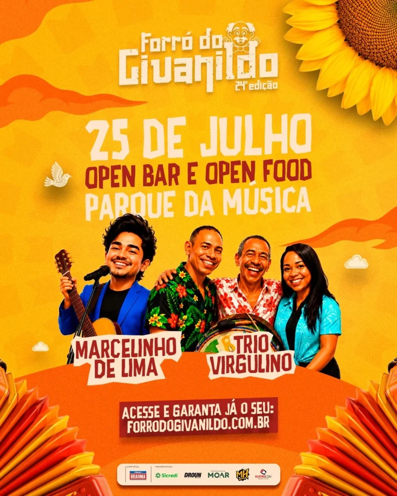 Forró do Givanildo 2026 abre vendas com Marcelinho de Lima, Trio Virgulino e quadrilha em Pedro Leopoldo